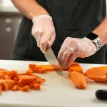 Cutting sweet potato