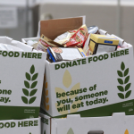 Food donation boxes packed with food